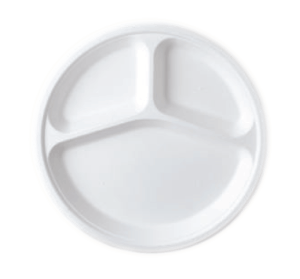 9” 3 Compartment Round Tray
